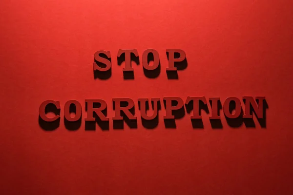 Text Stop Corruption Red Background — Stock Photo, Image