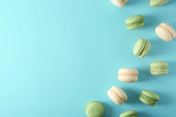 Fresh Tasty Macaroons Color Background — Stock Photo, Image