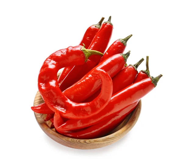 Bowl Red Chili Peppers White Background — Stock Photo, Image