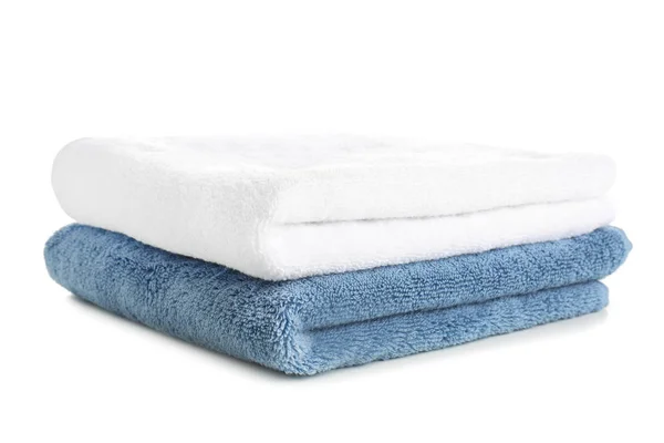 Stack Clean Soft Towels White Background — Stock Photo, Image