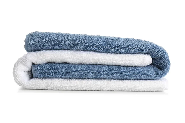 Stack Clean Soft Towels White Background — Stock Photo, Image