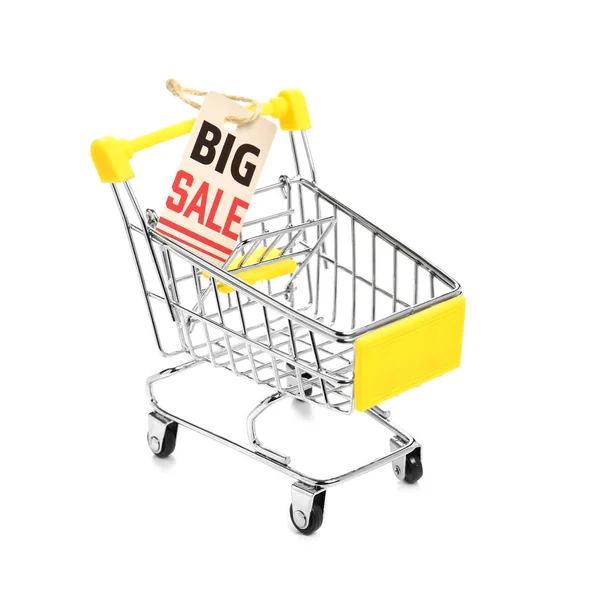 Empty Shopping Cart White Background Hot Sale Concept — Stock Photo, Image