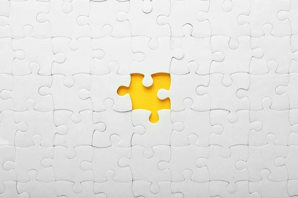 Weißes Puzzle Mit Fehlendem Teil — Stockfoto