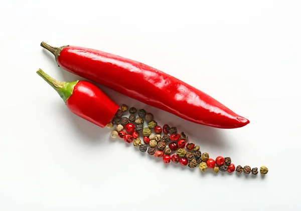 Composition Red Hot Chili Peppers White Background — Stock Photo, Image