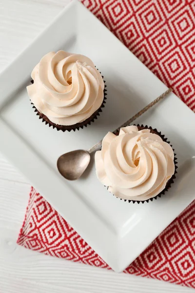 Tasty Chocolate Cupcakes White Table — Stock Photo, Image