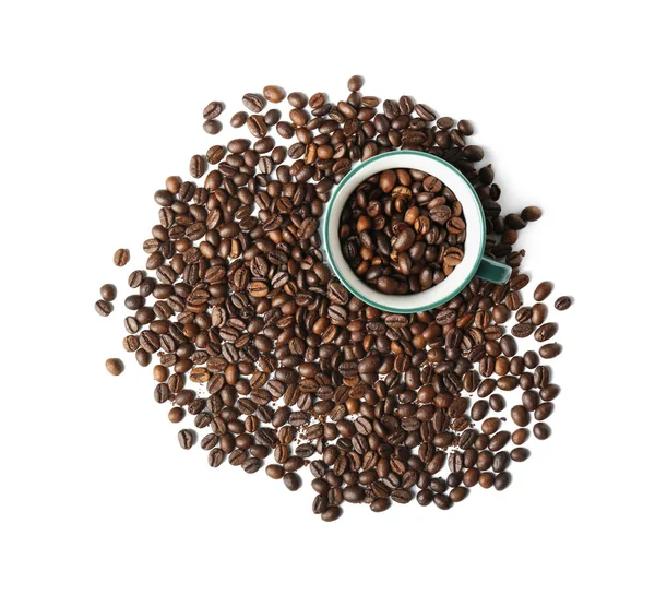 Cup Roasted Coffee Beans White Background — Stock Photo, Image