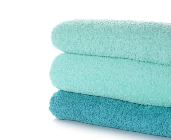 Stack Clean Soft Towels White Background — Stock Photo, Image