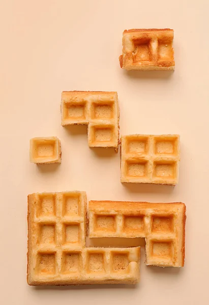 Creative Composition Waffles Light Background — Stock Photo, Image