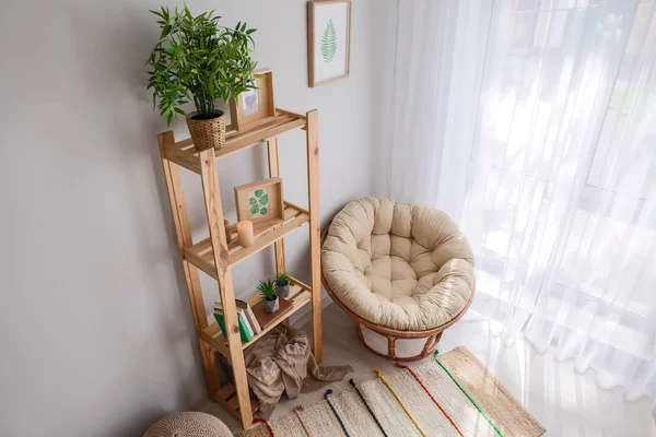 Modern Room Interior Eco Style Cozy Armchair — Stock Photo, Image