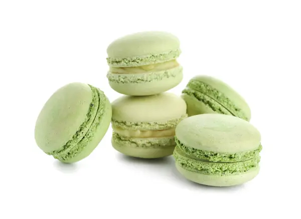 Dolci Macaron Colorati Sfondo Bianco — Foto Stock