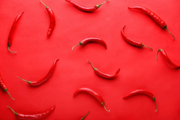 Fresh Chili Peppers Color Background — Stock Photo, Image