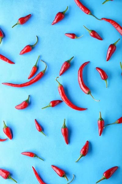Fresh Chili Peppers Color Background — Stock Photo, Image