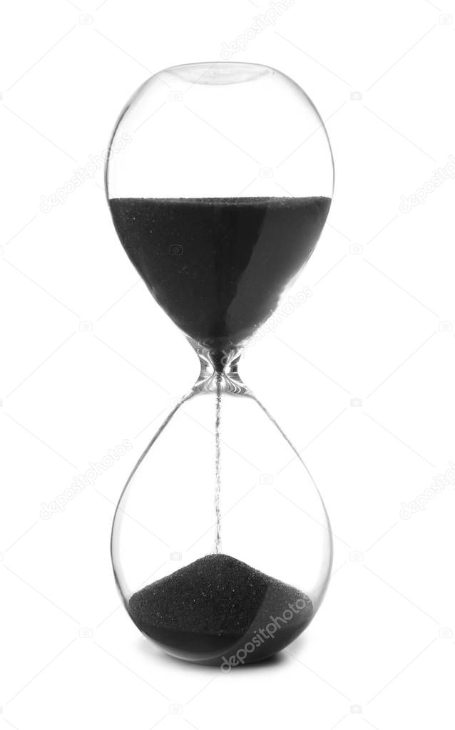 Crystal hourglass on white background