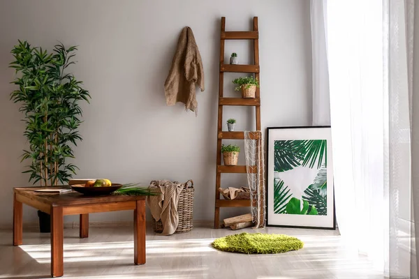 Room Interior Eco Style Stylish Furniture Green Plants — Stock Photo, Image