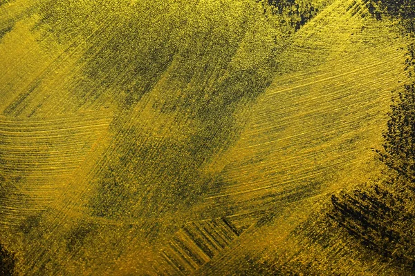 Πινελιές Από Χρυσό Χρώμα Σκούρο Φόντο Κοντινό Πλάνο — Φωτογραφία Αρχείου