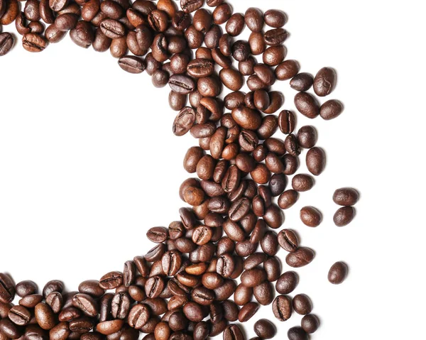 Frame Made Roasted Coffee Beans White Background — Stock Photo, Image