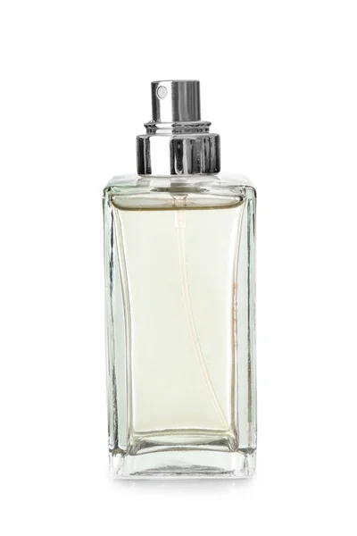 Frasco Transparente Perfume Sobre Fondo Blanco —  Fotos de Stock