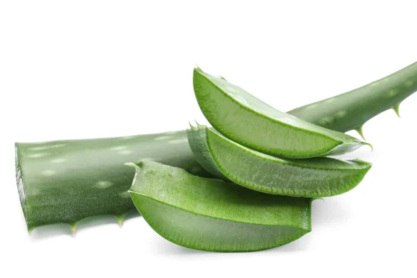 Daun Vera Aloe Segar Pada Latar Belakang Putih — Stok Foto