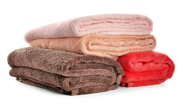 Stack Clean Soft Towels White Background — Stock Photo, Image