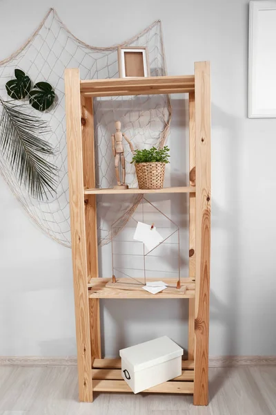 Shelving Unit Green Plant Decor Room — Stock Photo, Image