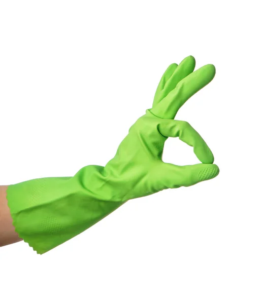 Hand Rubber Glove Showing Gesture White Background — Stock Photo, Image