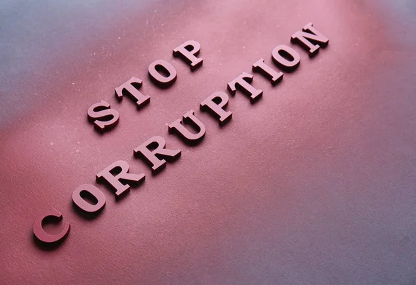 Tekst Stoppen Corruptie Donkere Achtergrond — Stockfoto