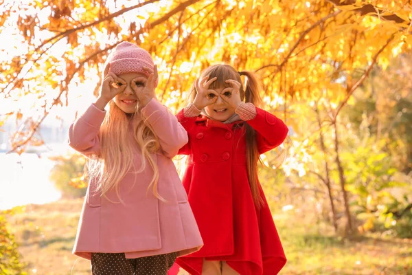 Lindas Niñas Parque Otoño — Foto de Stock