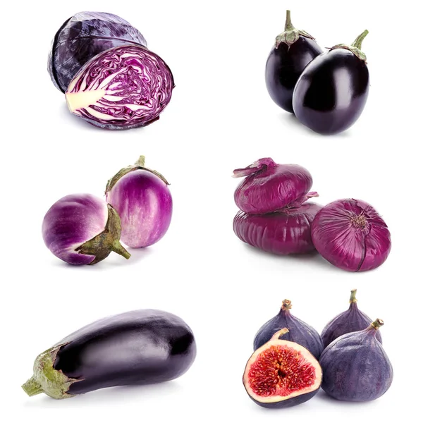 Verschiedene Frische Lila Gemüse Auf Weißem Hintergrund — Stockfoto