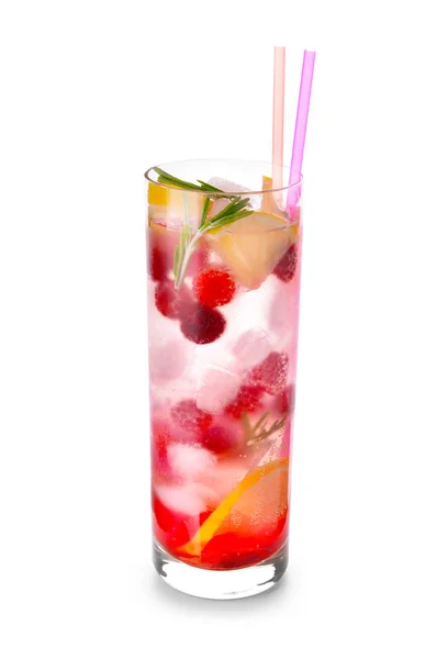 Cocktail Verão Fresco Vidro Sobre Fundo Branco — Fotografia de Stock