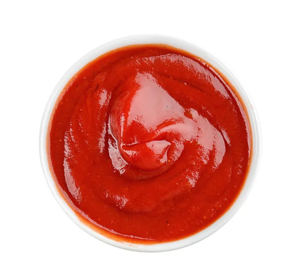 Tasty Tomato Sauce Bowl White Background — Stock Photo, Image