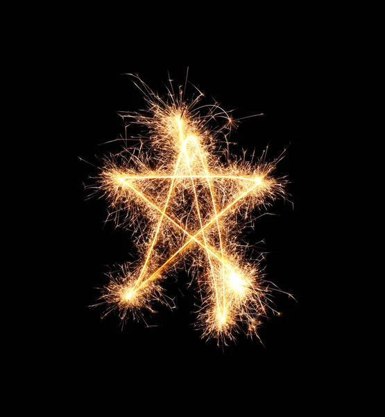 Estrela Brilhante Feita Brilhos Fundo Escuro — Fotografia de Stock