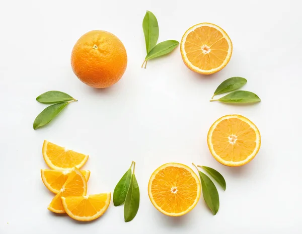 Frame Made Tasty Ripe Oranges White Background — Stock Photo, Image