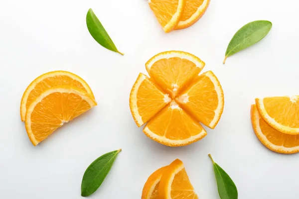 Slices Tasty Ripe Orange White Background — Stock Photo, Image