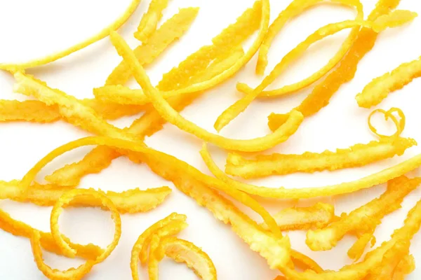 Orange Zest Bílém Pozadí — Stock fotografie