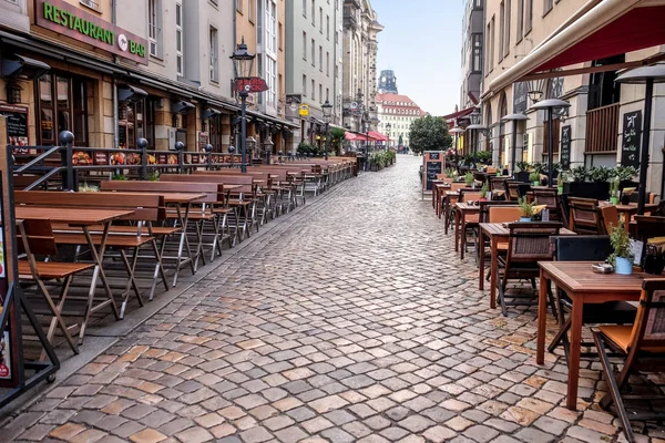 Drážďany Německo Září 2018 Zobrazení Venkovní Kavárny Starém Městě — Stock fotografie