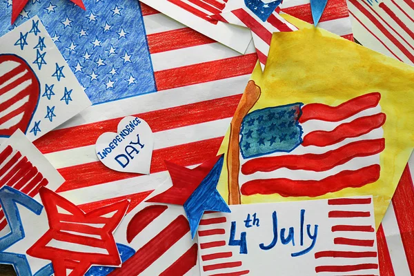 Many Paintings American National Flag Top View 4Th July Celebration — Stock Photo, Image