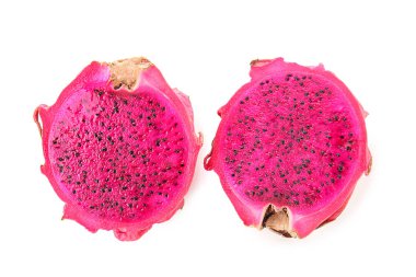 Tasty beyaz arka plan üzerinde dragon meyve kesme