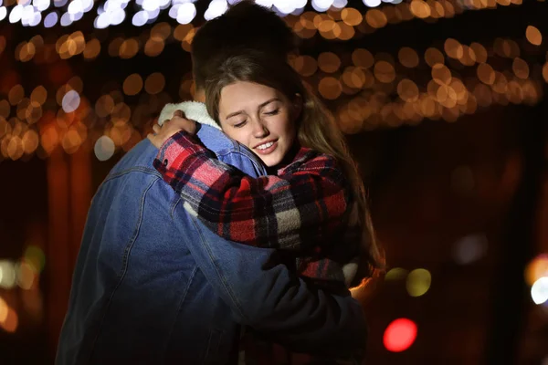 Amar Pareja Joven Una Cita Romántica Noche —  Fotos de Stock