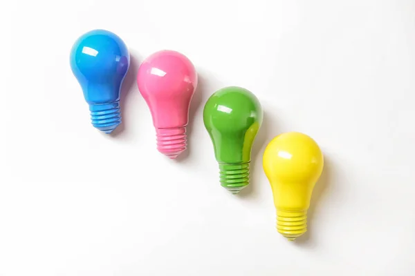 Colorful Light Bulbs White Background — Stock Photo, Image