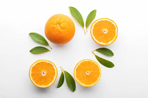 Tasty Ripe Oranges White Background — Stock Photo, Image