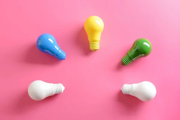 Painted Light Bulbs Color Background — Stock Photo, Image
