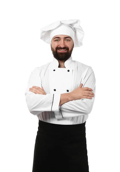 Chef Masculino Sobre Fondo Blanco — Foto de Stock