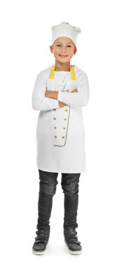 Beyaz arka plan üzerinde şirin küçük şef