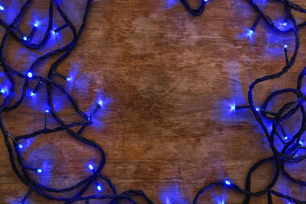 Glowing Christmas Lights Table — Stock Photo, Image