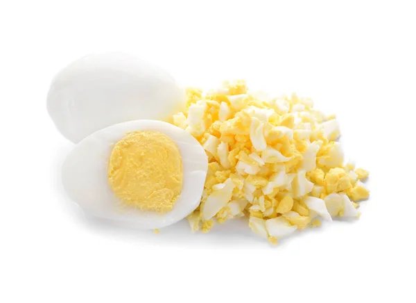 Whole Cut Boiled Eggs White Background — Stock Photo, Image