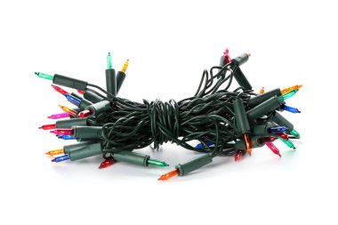 Beyaz arkaplanda Noel ışıkları