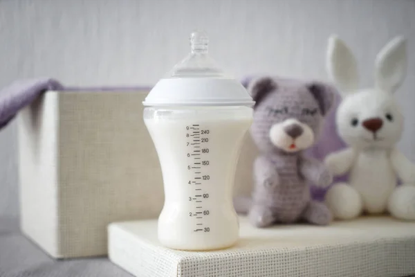 Bottle Milk Baby Toys Table — Stock Photo, Image