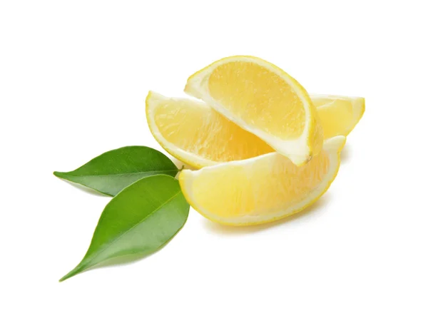 Tagliare Succosa Limone Sfondo Bianco — Foto Stock