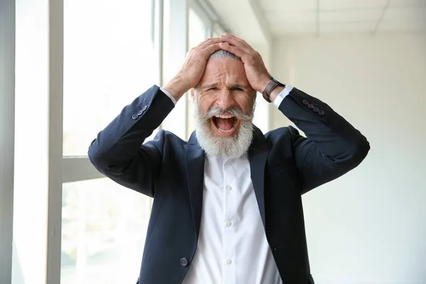 Emotional Senior Businessman Making Mistake Office — Stock Photo, Image