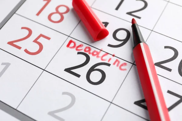 Calendar Date Reminder Closeup Deadline Concept — Stock Photo, Image